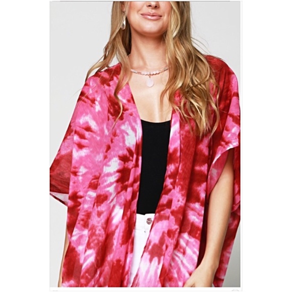 Hippie Tie Dye Kimono Swim Coverup O/S - Picture 4 of 5